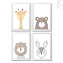 Ver imagem 1 de 4 Quadros Decorativos Infantil Animais Escandinavos Safari:branca