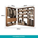 Ver imagem 4 de Guarda-Roupas Closet Modulado Alasca 300cm 5 Peças com 4 Gavetas e Cabideiros Freijó Carraro
