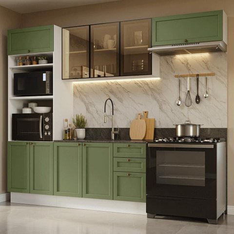 Cozinha Completa Vik 9 Portas 3 Gavetas MDP 270cm Madesa