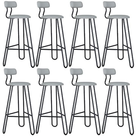 Kit 08 Banqueta Alta Bar Cozinha Sala de Jantar Áris C01 Preto Courino Off White - Lyam Decor