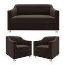 Ver imagem 2 de Recepção Clínica Sofisticada: Namoradeira 2l + 2 Poltronas Marrom