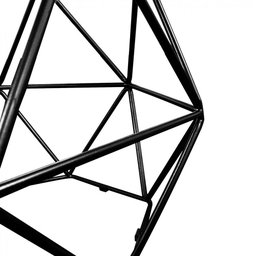 Kit 02 Puffs Banco Aramado Hexagonal Preta Suede Preto - 3