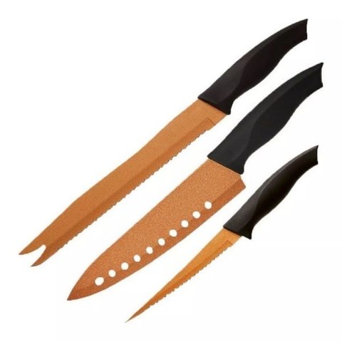 Kit com 3 Facas com Revestimento Cerâmico - MaxChef