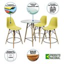 Ver imagem 6 de Conjunto Mesa Bistrô Eames Eiffel Vidro Com 3 Banquetas Amarelas De Madeira - Cor: Amarelo