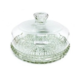 Jogo Queijeira Vidro Premium P E G Base Decorada Veneza - 2