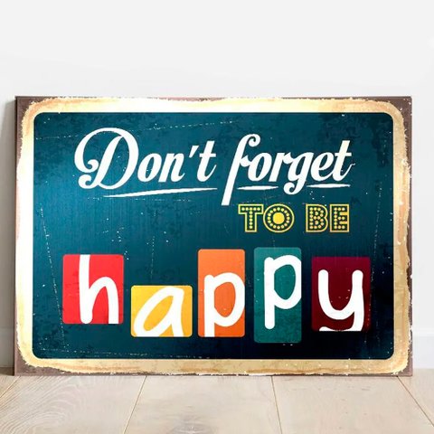 Placa Decorativa Metálica Happy Tacolado Papel de Parede 30 X 40cm