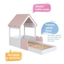 Ver imagem 2 de Cama Infantil Montessoriana Casinha com Grade MDP Branco e Rosa Completa Móveis 108cm Solteiro