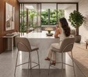 Ver imagem 2 de Kit 2 Banquetas Dubai Linho Areia Courino Champagne