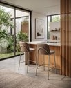 Ver imagem 3 de Kit 2 Banquetas Dubai Linho Areia Courino Champagne