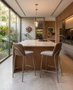 Ver imagem 1 de Kit 2 Banquetas Dubai Linho Areia Courino Champagne