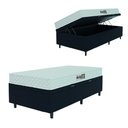 Ver imagem 1 de Cama Box Baú Colchão Solteiro Espuma D20 Malibu 88x188x53cm Branco / Preto Hellen