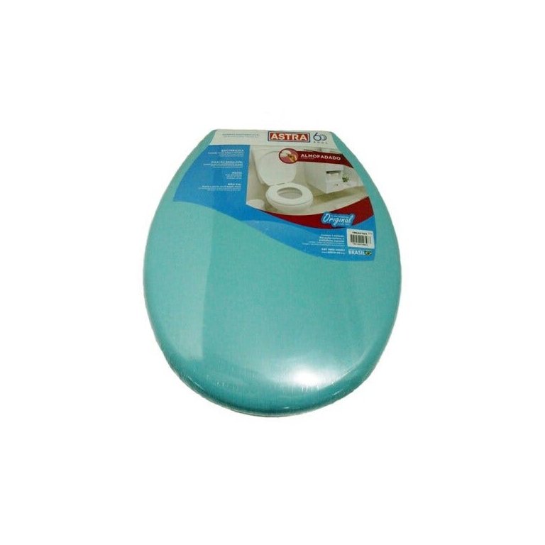 Assento Sanitário Almofadado Oval Azul Claro Astra