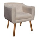 Ver imagem 5 de Poltrona Julia Decorativa Sala Suede Pé Palito Castanho Assento Confortável Bege D'Rossi