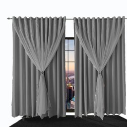 Cortina para Varão em Tecido Blackout Bia 2,70 X 1,30 Cinza - 1