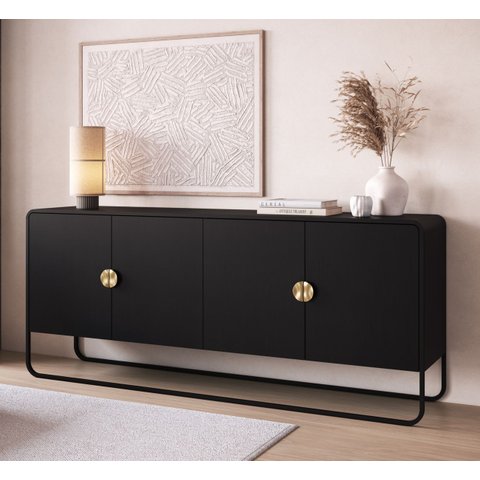 Balcão Buffet Orgânico 180cm 4 Portas Pé Metal Luna Móvel na Caixa