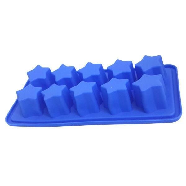 Kit Com 2 Formas De Gelo Estilo Estrela Para Cozinha Em Silicone Azul (sili-20) - 2
