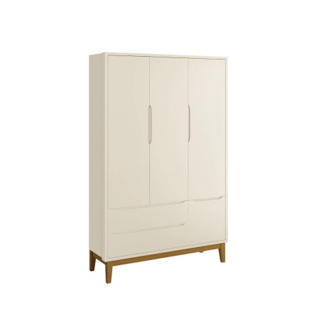 Guarda-Roupa para Quarto Infantil Retrô 3 Portas Classic New:Areia/Madeira