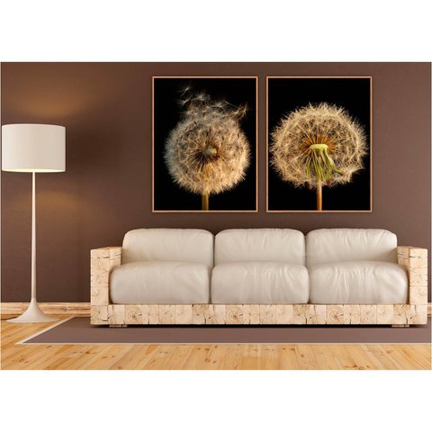 kit com 2 Quadros Decorativos Florais com Moldura e Vidro para Sala Quarto Escritório 72x92 - Art. Q