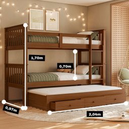 Treliche Solteiro Madeira Maciça Reforçada Cama Aux Gavetas - 2