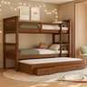Treliche Solteiro Madeira Maciça Reforçada Cama Aux Gavetas - 1