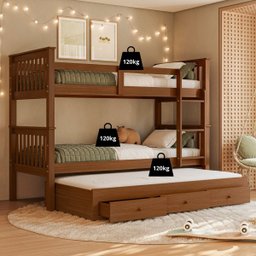 Treliche Solteiro Madeira Maciça Reforçada Cama Aux Gavetas - 3