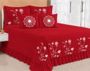 Ver imagem 1 de Kit Cobre Leito Casal Queen Encanto 07 Peças Bordado Colcha - Vermelho