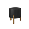 Puff Redondo Luxo Apolo com Pés em Madeira Maciça:corino Preto - 1