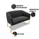 Ver imagem 5 de Sofá Namoradeira e 2 Poltronas Pé de Ferro Dourado Stella Suede D03 - D'Rossi Preto