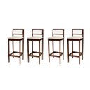 Ver imagem 1 de Kit 4 Banquetas Madeira Imbuia com Palha Cozinha Encosto Palha Rattan
