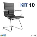Ver imagem 2 de Kit 10 Cadeiras Office Sevilha Pu Baixa Base Fixa Várias Cores - Rivatti