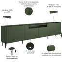 Ver imagem 3 de Rack para Sala de Estar Tv 85 Pol 4 Portas Pés Industrial Preto Alef I03 Musgo - Lyam Decor