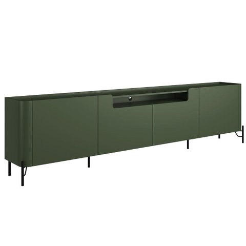 Rack para Sala de Estar Tv 85 Pol 4 Portas Pés Industrial Preto Alef I03 Musgo - Lyam Decor