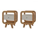 Ver imagem 2 de Kit 2 Mesas de Canto Turn 1 Gaveta com Usb Cinamomo/off White - Pnr Móveis