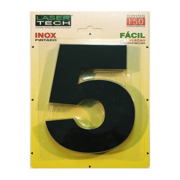 Números Inox Preto - Para Fachadas - 15cm - (Nº 5) - 1