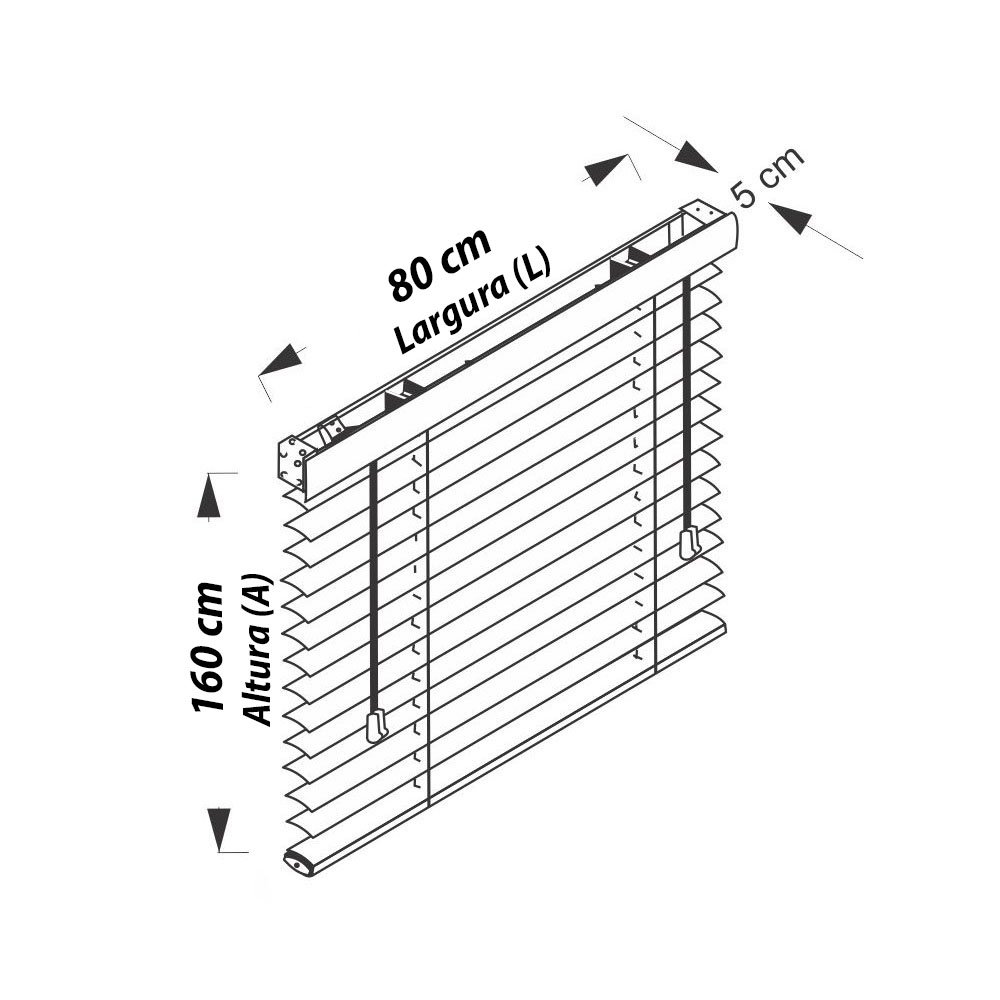 Persiana Horizontal Pvc 50mm Marrom 80 (L) X 160 (A) cm C/ Bandô 0,80 x 1,60 m Tipo Madeira Luxo - 6