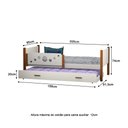 Ver imagem 4 de Kit 2 Camas Infantil Solteiro Star com 1 Cama Auxiliar - Branco/mel - Divaloto Móveis
