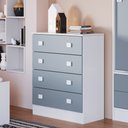 Ver imagem 1 de Cômoda Infantil 4 Gavetas Espresso Móveis Azul/Branco