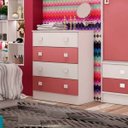 Ver imagem 1 de Cômoda Infantil 4 Gavetas Espresso Móveis Rosa/Branco