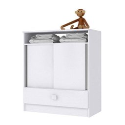 Cômoda de Bebê 2 Portas de Correr 1 Gaveta Branco - 2 Cômoda de Bebê 2 Portas de Correr 1 Gaveta Branco - 2