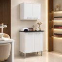 Ver imagem 1 de Kit Balcão/Mesa de Manicure com Armário Aéreo 4 Portas 70cm Multimóveis MP6109 Branco
