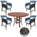 Ver imagem 1 de Conjunto Mesa Redonda e 4 Poltronas Vila Real Contemporâneo Madeira Cinza Nossa Kasa