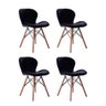 Kit 04 Cadeiras Estofada Jantar Charles Eames Eiffel Slim Wood Confort Preto - 1