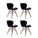 Ver imagem 1 de Kit 04 Cadeiras Estofada Jantar Charles Eames Eiffel Slim Wood Confort Preto