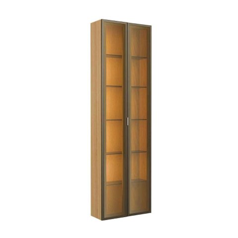 Módulo Cristaleira 2 Portas com Vidro Reflecta com LED Neon Float 56cm - Carvalho c/ Champanhe