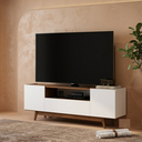 Ver imagem 1 de Rack Porto Belo para TV até 72" Branco e Mel com 2 Portas e Pés Retrô - Mademóvel