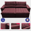 Ver imagem 5 de Sofá Retrátil e Reclinável 2,70m Molas Ensacadas Max Spring Velusoft Vinho Cama Inbox