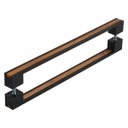 Ver imagem 2 de Puxador de Porta de Entrada Preto Fosco com Madeira 60cm