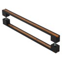 Ver imagem 1 de Puxador de Porta de Entrada Preto Fosco com Madeira 60cm