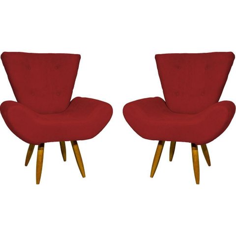 Kit 2 Poltronas Decorativa para Sala Recepção Manicure Consultório Escritório Emilia Suede