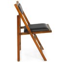 Ver imagem 4 de Cadeira Dobrável Rústica Castanho de Madeira com Estofado - Preto